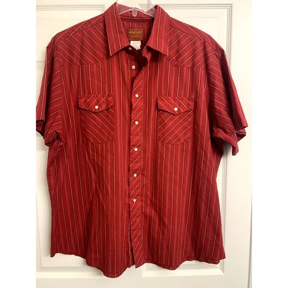 Rustler By Wrangler Other - Rustler Men's Western Pearl Snap Shirt Size 2XL Red Striped
